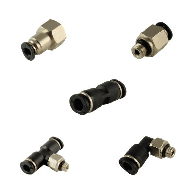Push-in couplings micro - nickel-plated brass / plastic