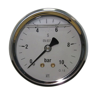 1ET-261000 Pressure gauge ET 7214 Stainless Steel Case 100mm -1 + 0bar G1/2 Brass Back Entry
