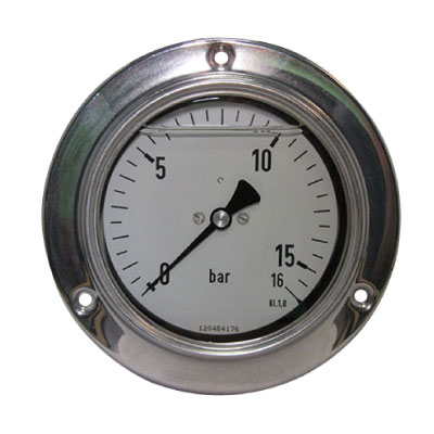 1ET-264000 Pressure gauge ET 7216 Stainless Steel Case 100mm -1 + 0bar G1/2 Brass Back Entry