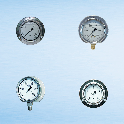 Bourdon tube pressure gauges panel assembly glycerin