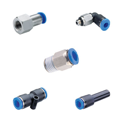 Push-in fittings - nickel-plated brass / plastic